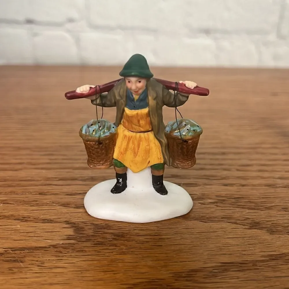 Dept 56 Winter Sleighride & Fish Monger Heritage Village Collection EUC